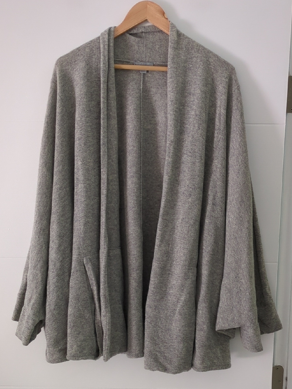 COS Cozy Open-Front Gray Wool Oversized Kimono Dolman Sleeves Sweater Cardigan L